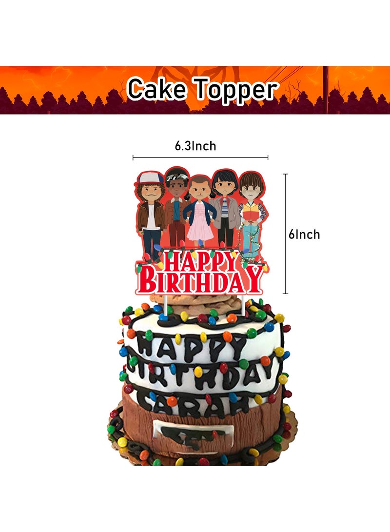 سترانجر ثينكينج **طقم ديكورات حفلة عيد ميلاد بموضوع Stranger Things - مستلزمات حفلات لمحبي الأفلام والأطفال والكبار، ديكور غرفة الاحتفال بعيد الميلاد** - Image 3